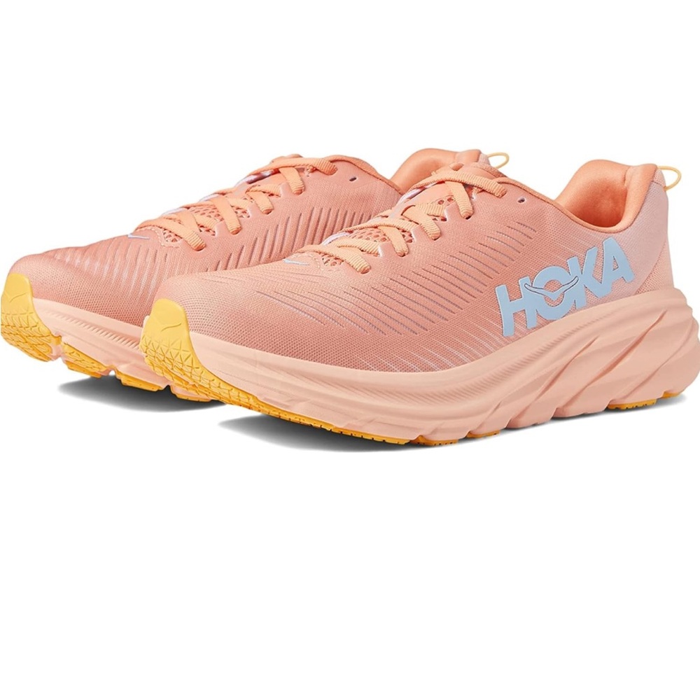 Hoka Peach/Yellow Women’s Athletic Running Shoes